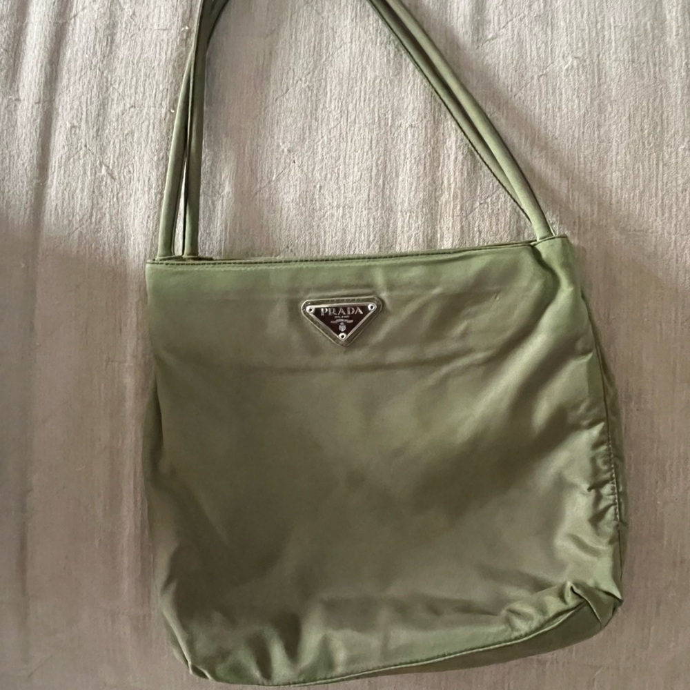 Prada Sage Green Nylon Shoulder Bag